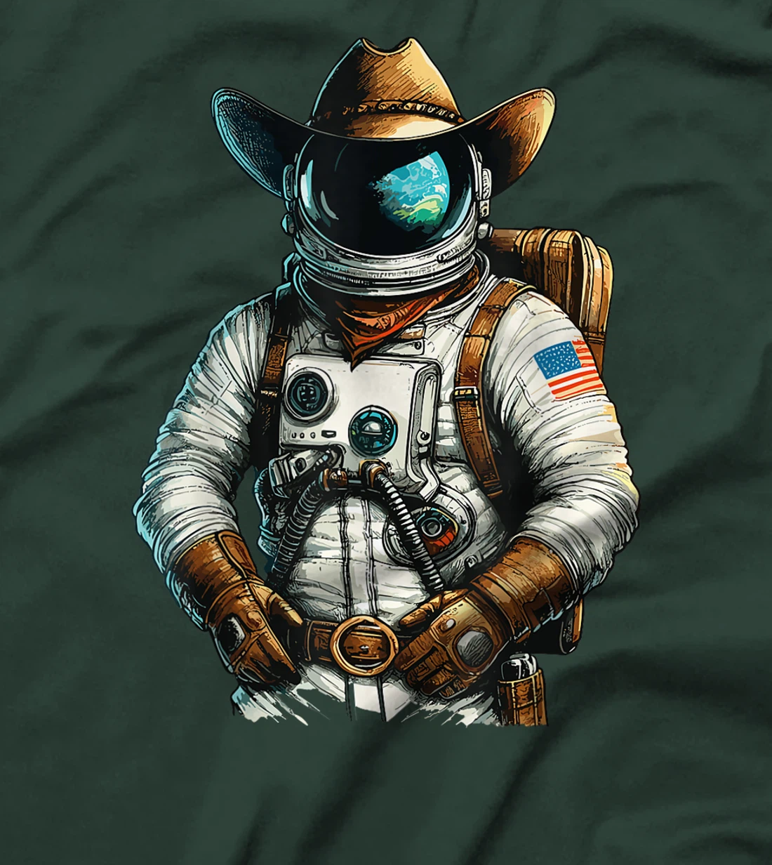 Western Rodeo Cowboy Hat Astronaut Texas Animals T-Shirt