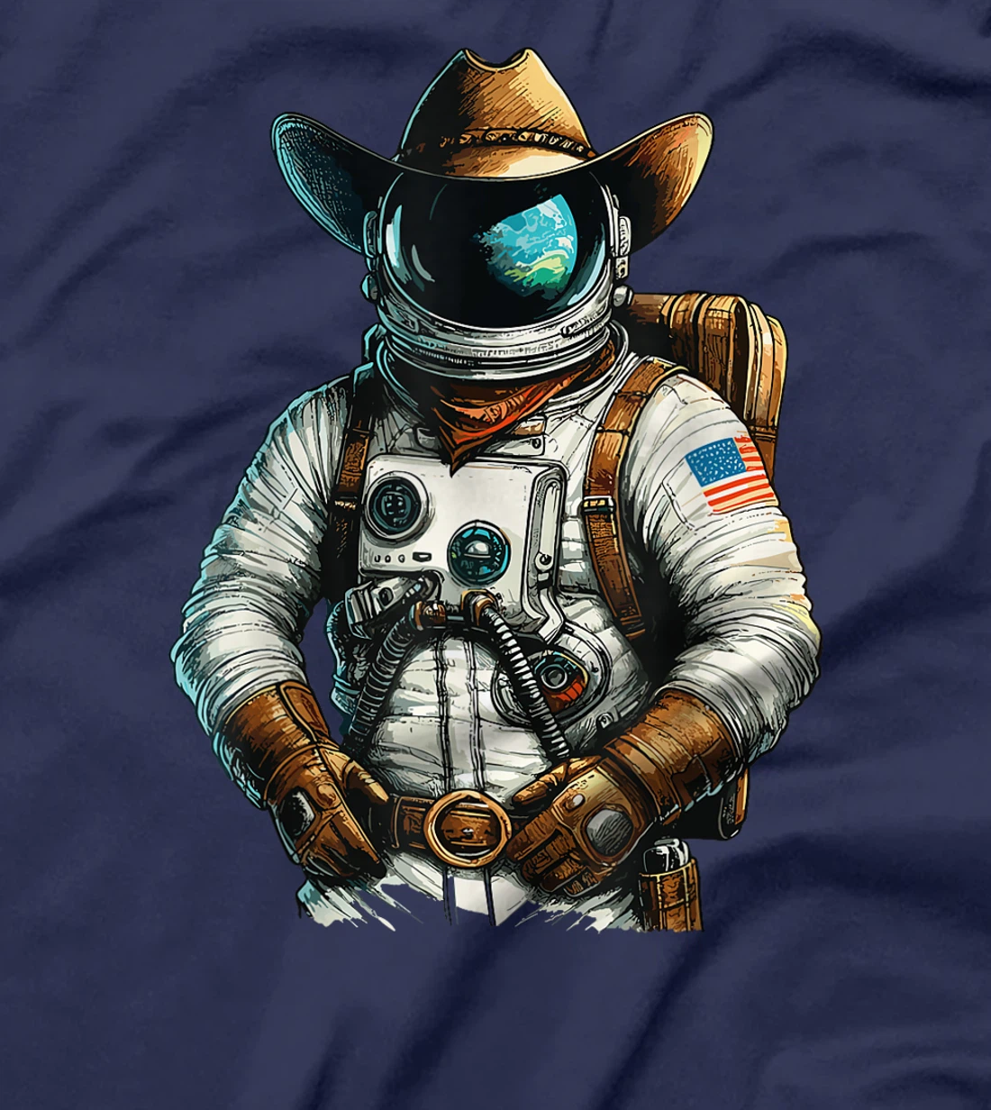 Western Rodeo Cowboy Hat Astronaut Texas Animals T-Shirt