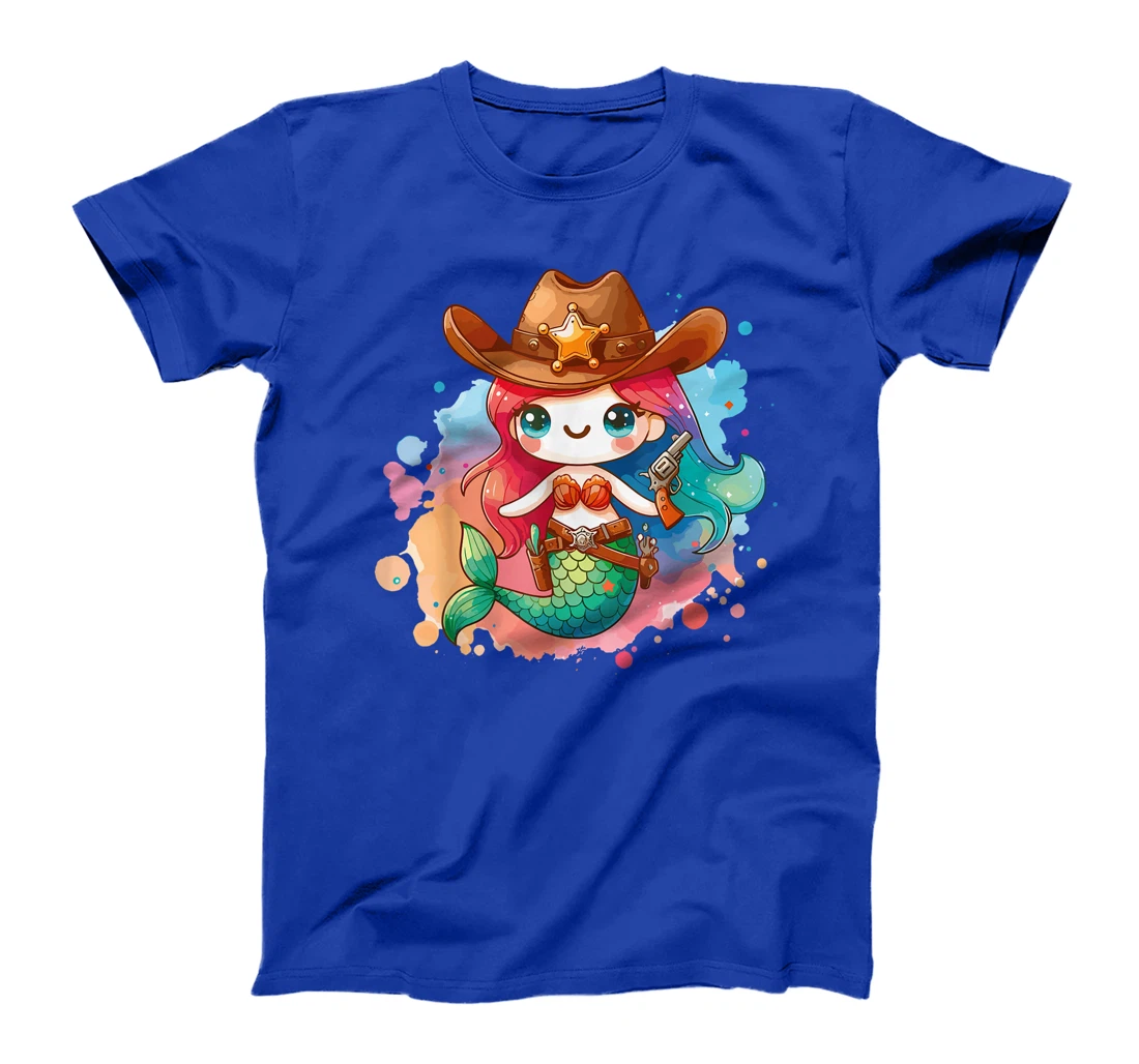 Womens Western Rodeo Cowboy Hat Mermaid Texas Animals T-Shirt