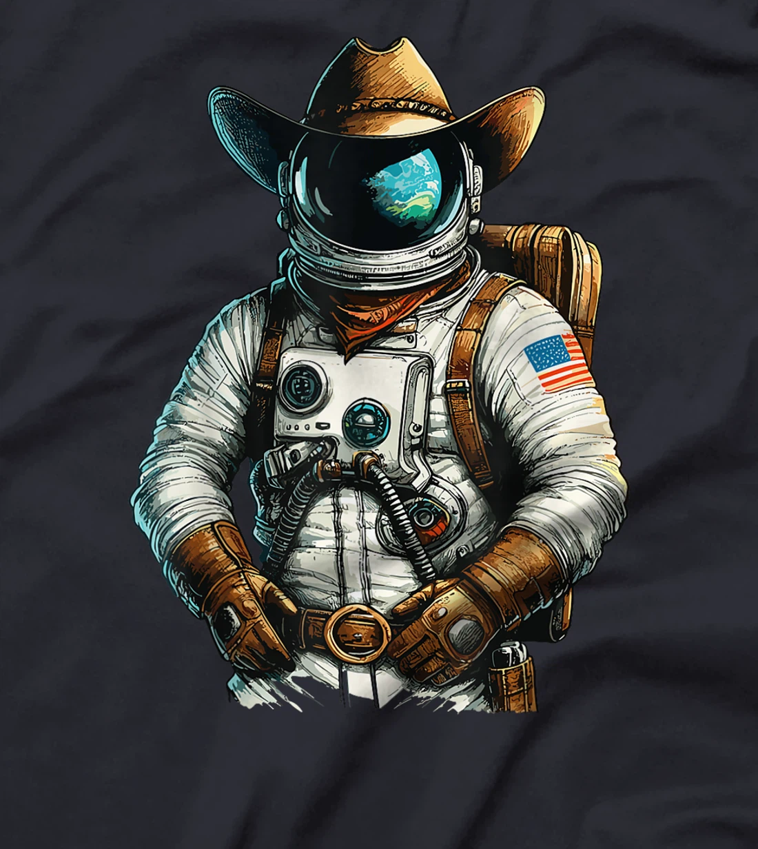 Western Rodeo Cowboy Hat Astronaut Texas Animals T-Shirt