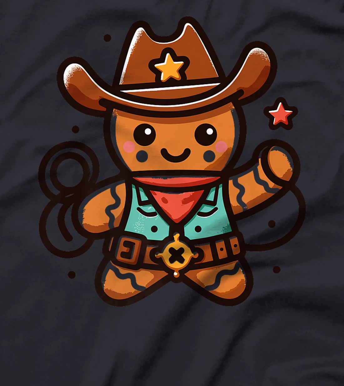 Womens Western Rodeo Cowboy Hat Gingerbread Man Texas Animals T-Shirt