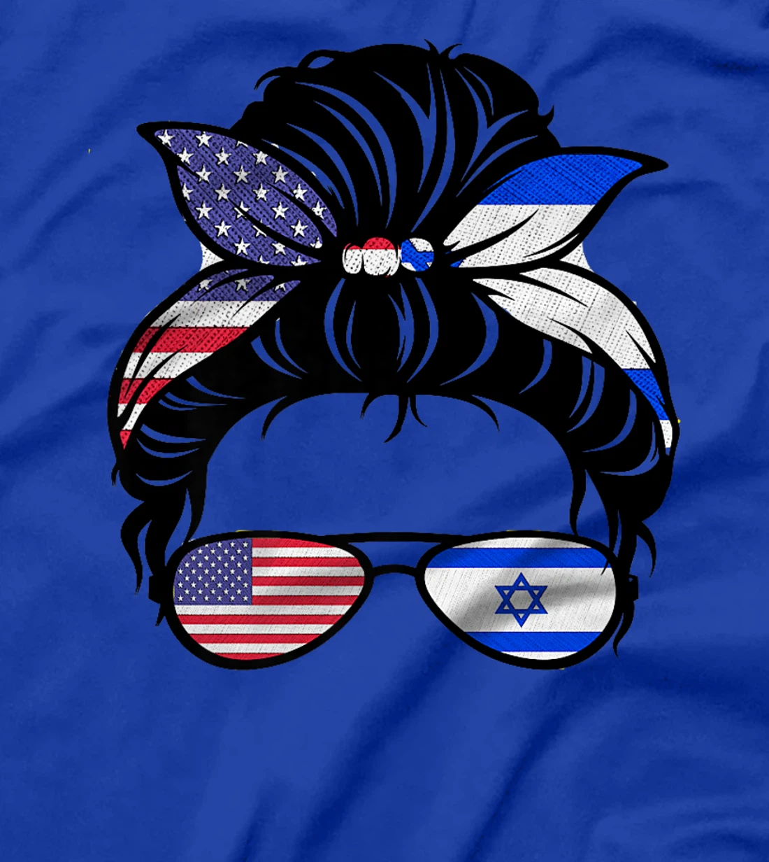Messy Bun Israel Flag with USA Flag Premium T-Shirt