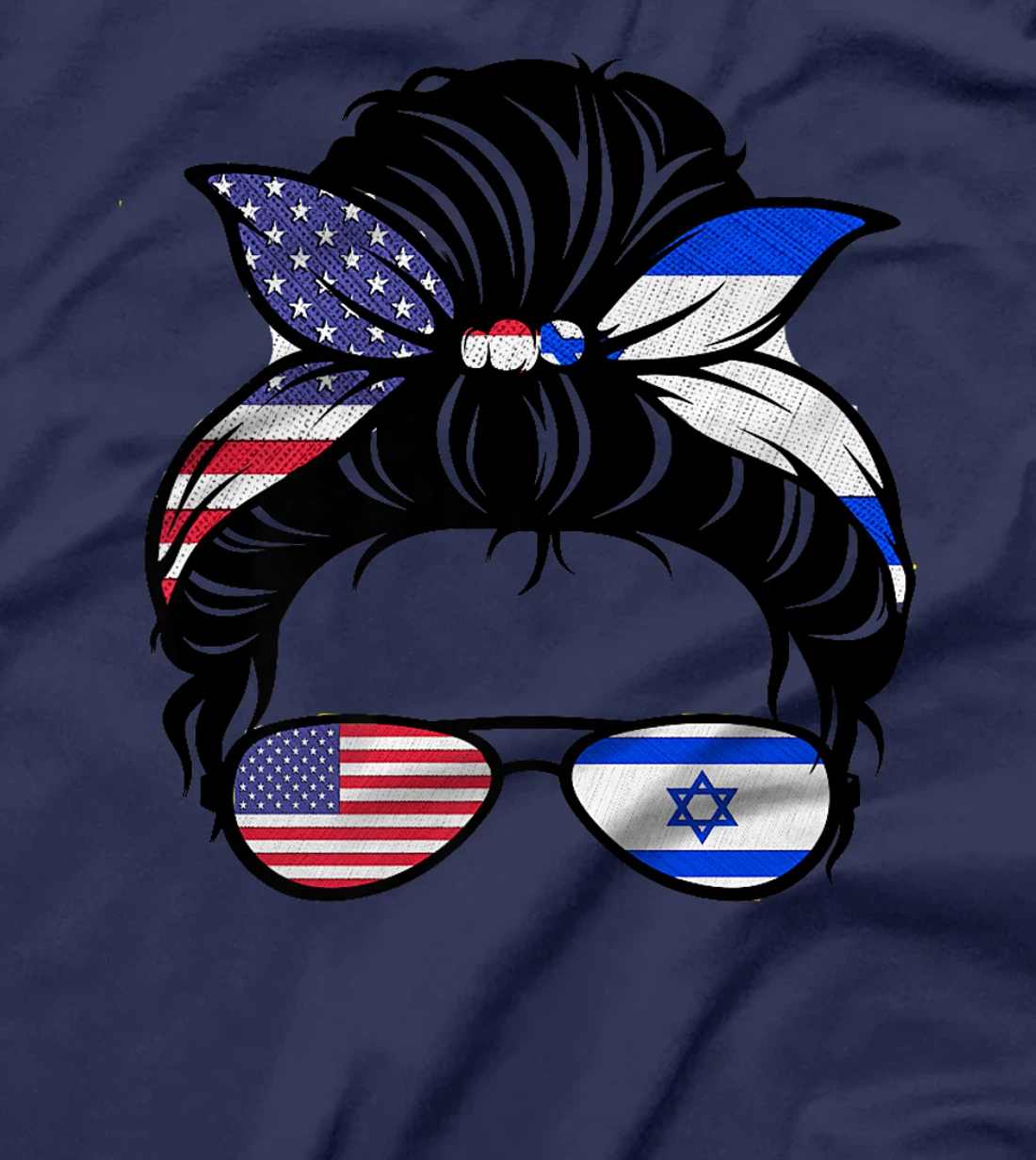 Messy Bun Israel Flag with USA Flag Premium T-Shirt