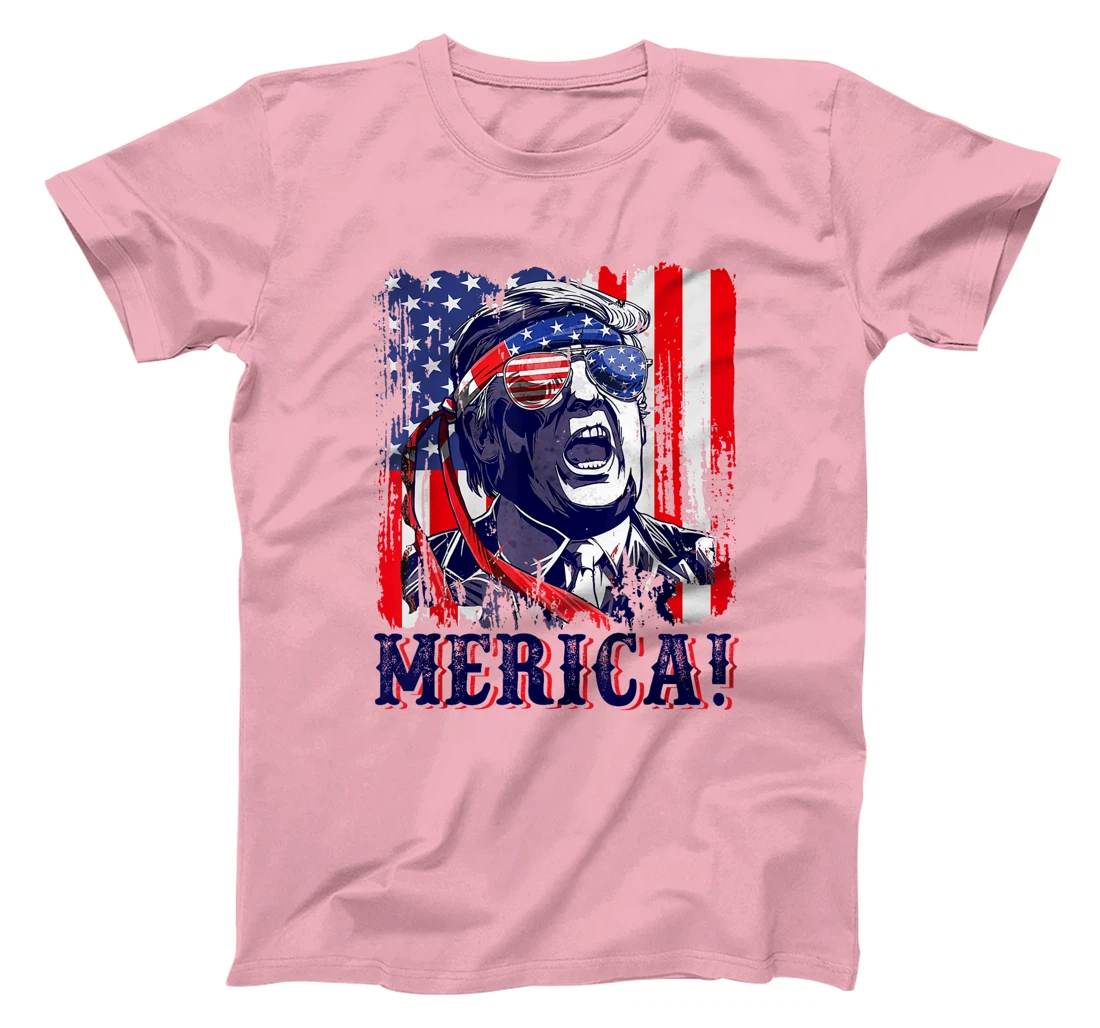 Womens Trump Merica 4th of July American Flag Murica 'Merica Gifts T-Shirt
