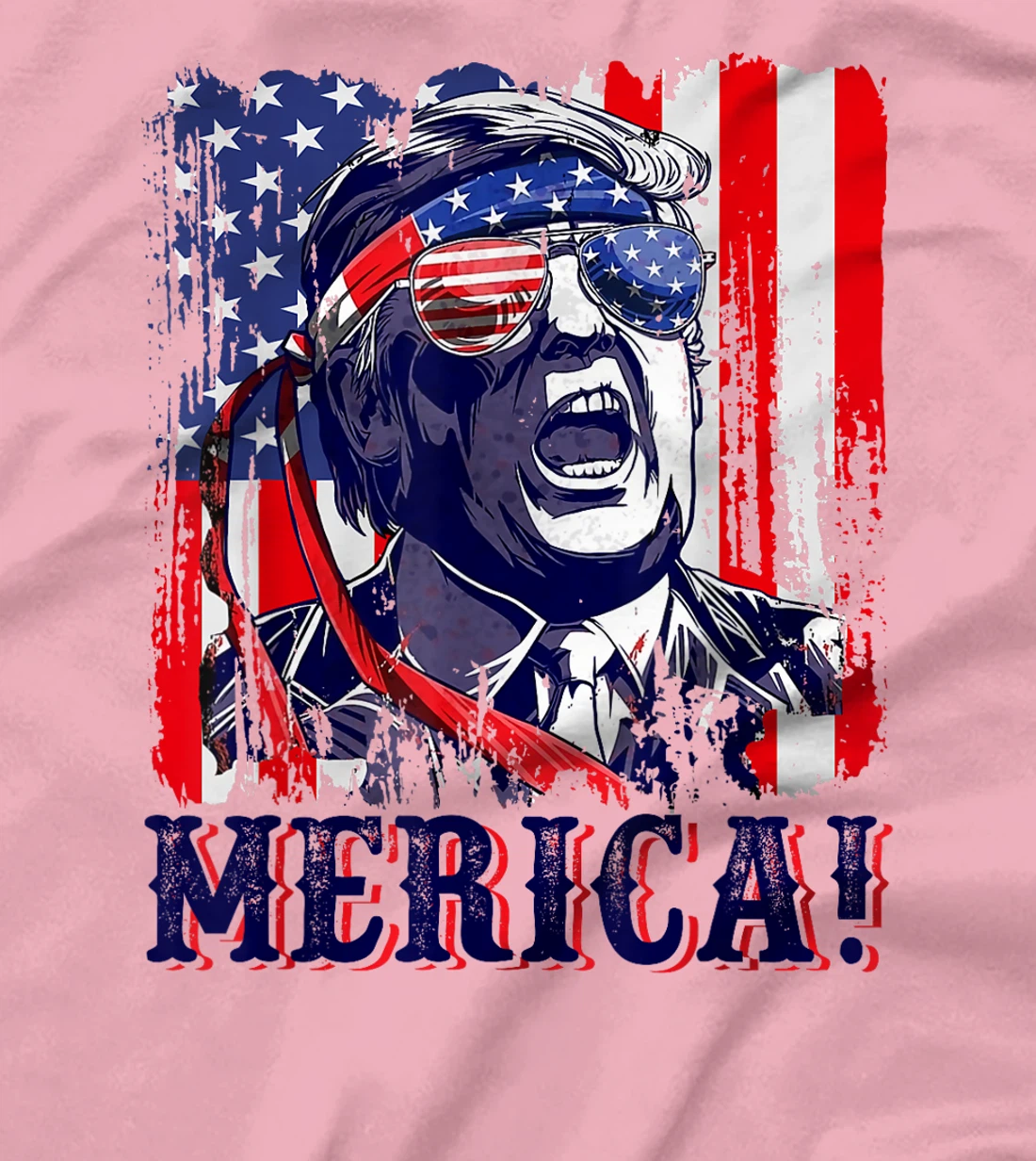 Womens Trump Merica 4th of July American Flag Murica 'Merica Gifts T-Shirt