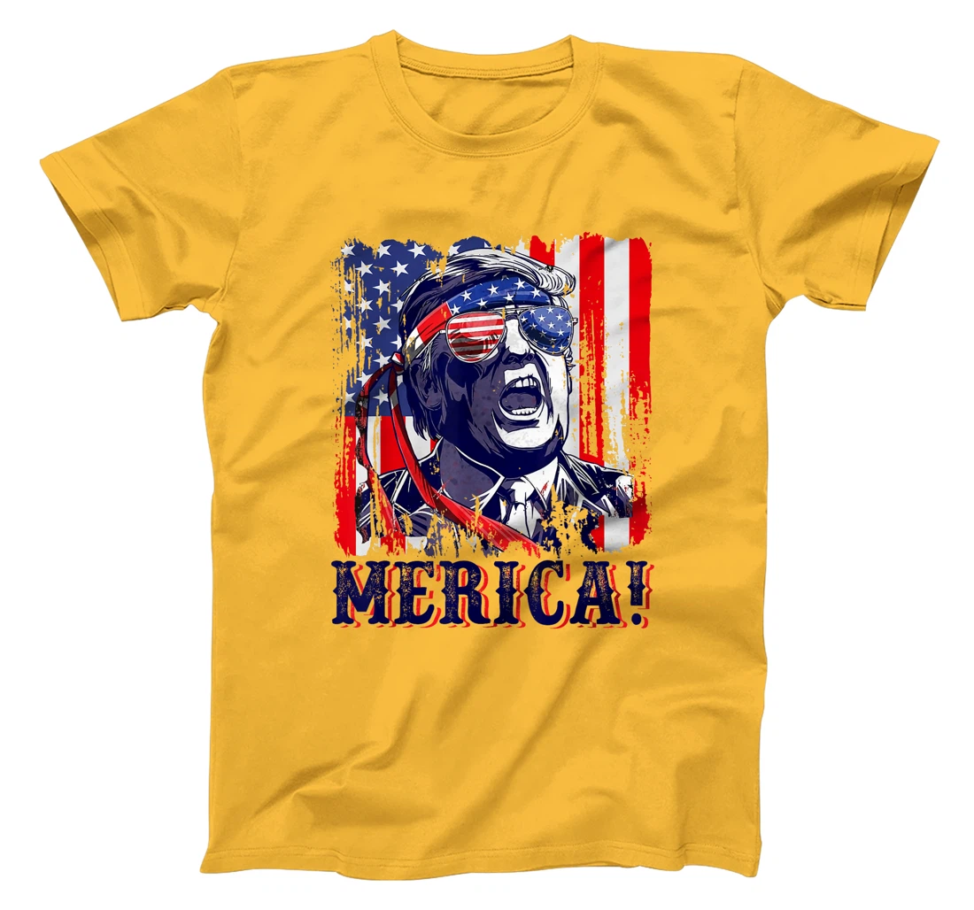 Womens Trump Merica 4th of July American Flag Murica 'Merica Gifts T-Shirt
