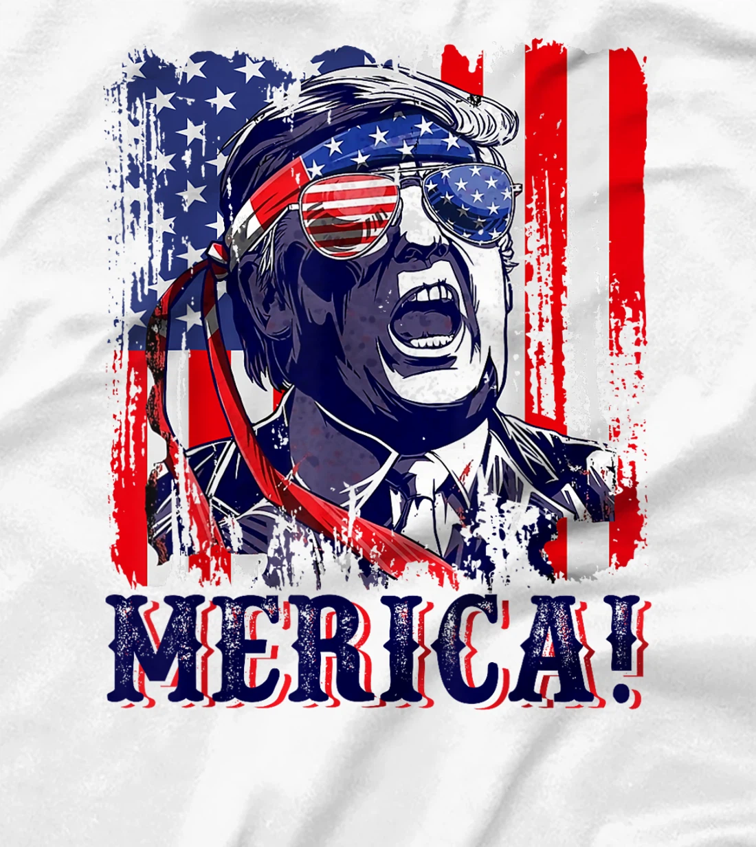 Womens Trump Merica 4th of July American Flag Murica 'Merica Gifts T-Shirt