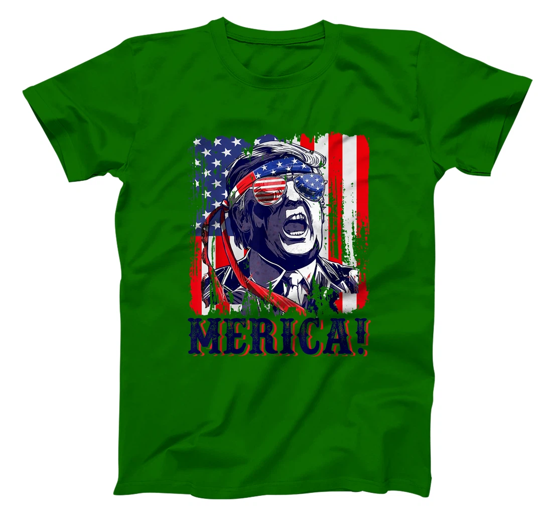 Womens Trump Merica 4th of July American Flag Murica 'Merica Gifts T-Shirt