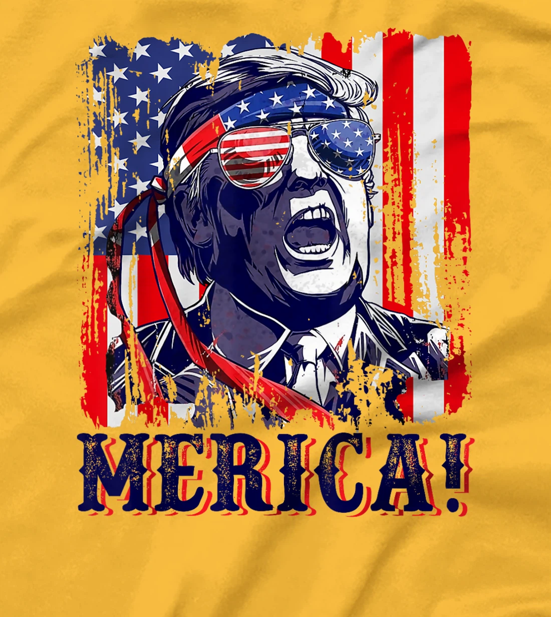 Womens Trump Merica 4th of July American Flag Murica 'Merica Gifts T-Shirt