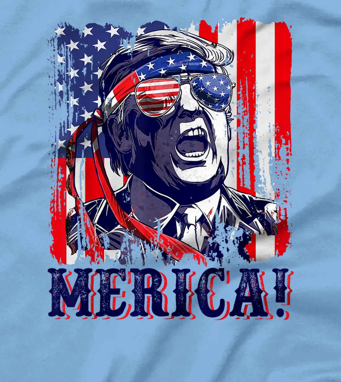 Womens Trump Merica 4th of July American Flag Murica 'Merica Gifts T-Shirt