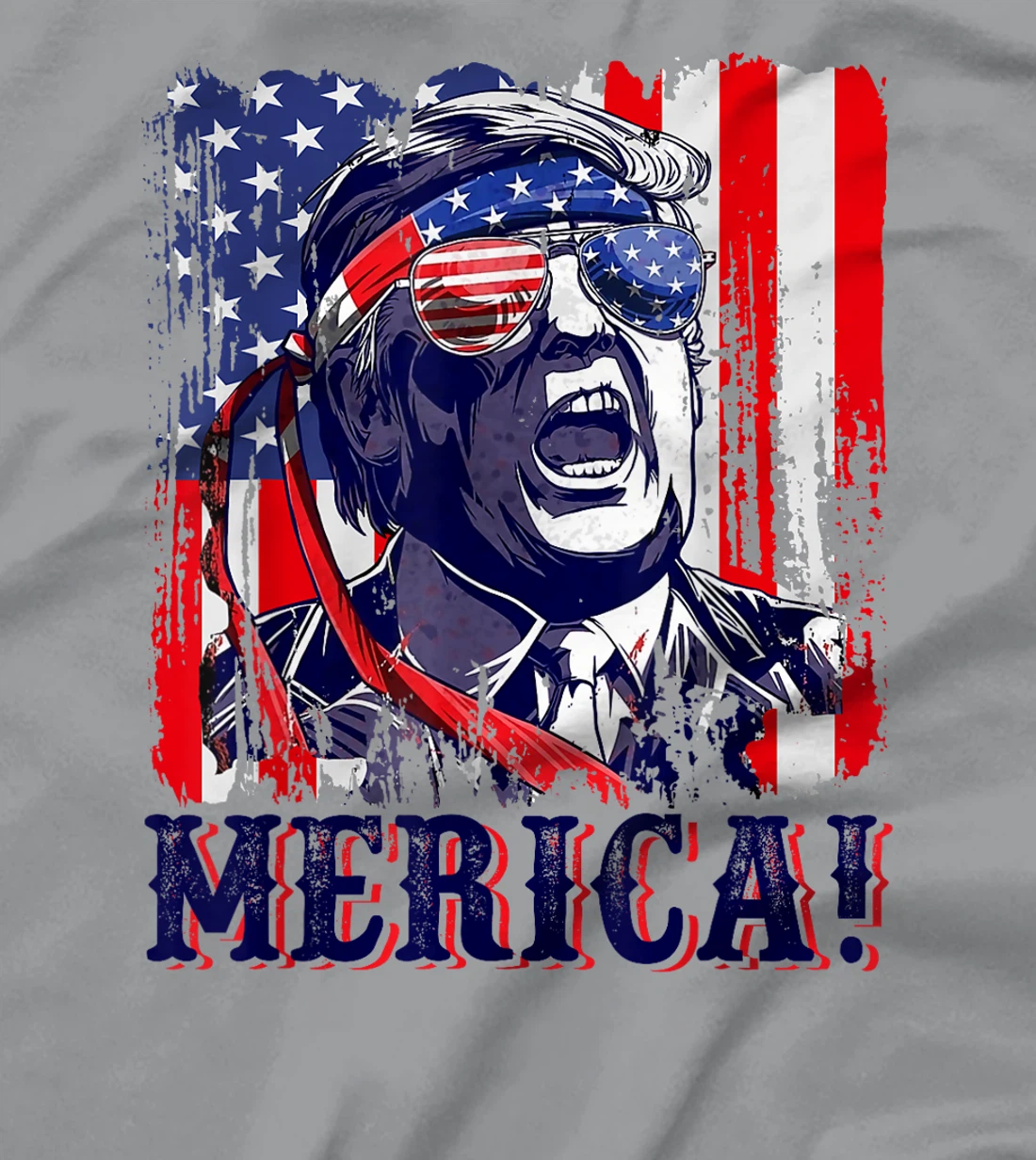 Womens Trump Merica 4th of July American Flag Murica 'Merica Gifts T-Shirt