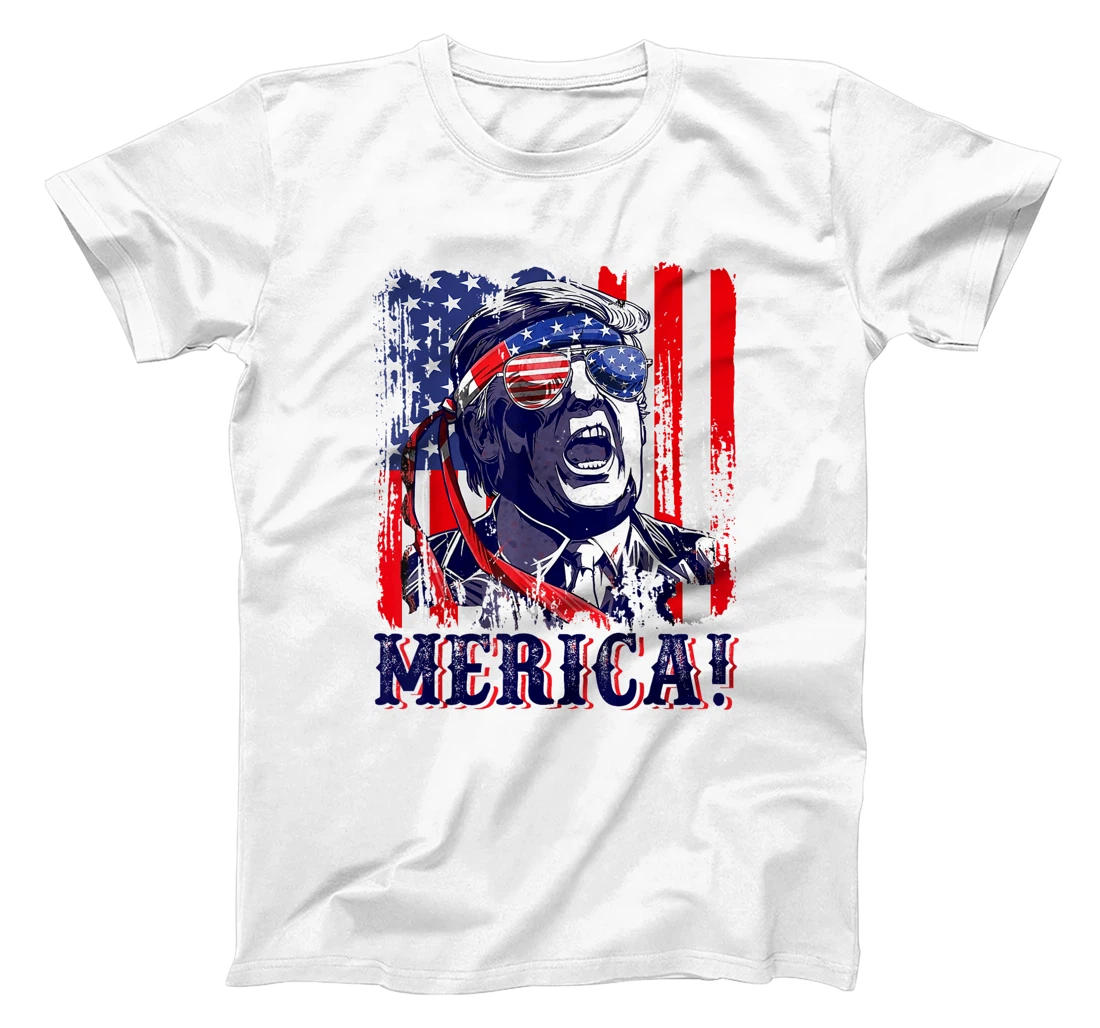 Womens Trump Merica 4th of July American Flag Murica 'Merica Gifts T-Shirt