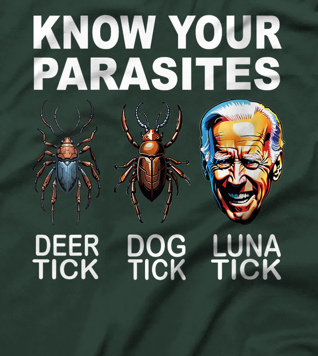 Womens Know Your Parasites Anti-Biden Funny Luna Tick Pro Trump T-Shirt