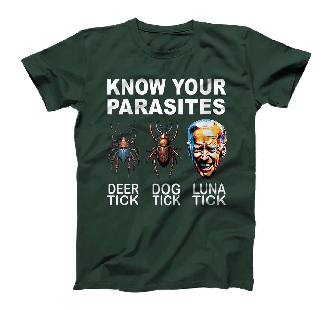Womens Know Your Parasites Anti-Biden Funny Luna Tick Pro Trump T-Shirt