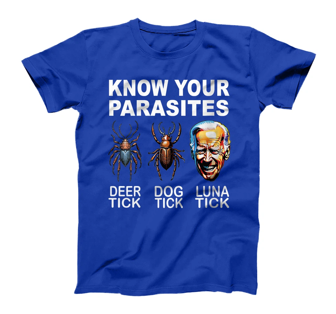 Womens Know Your Parasites Anti-Biden Funny Luna Tick Pro Trump T-Shirt