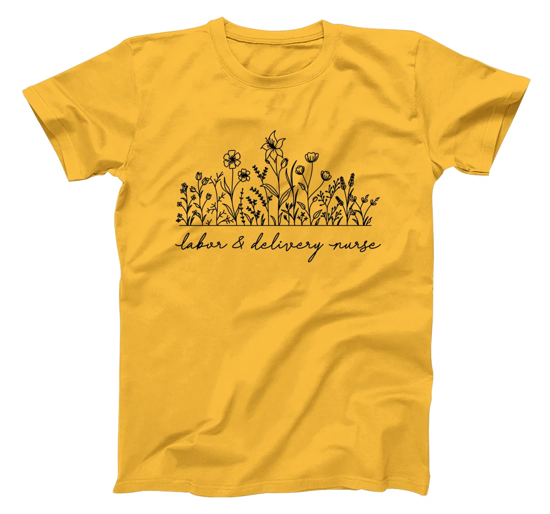 Womens Floral Labor and Delivery Nurse T-Shirt, Women T-Shirt