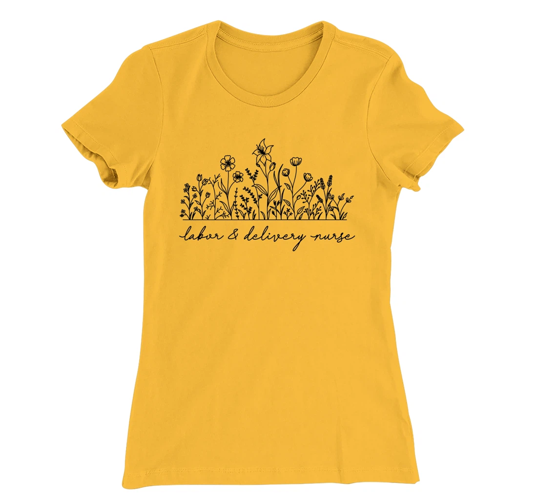 Womens Floral Labor and Delivery Nurse T-Shirt, Women T-Shirt