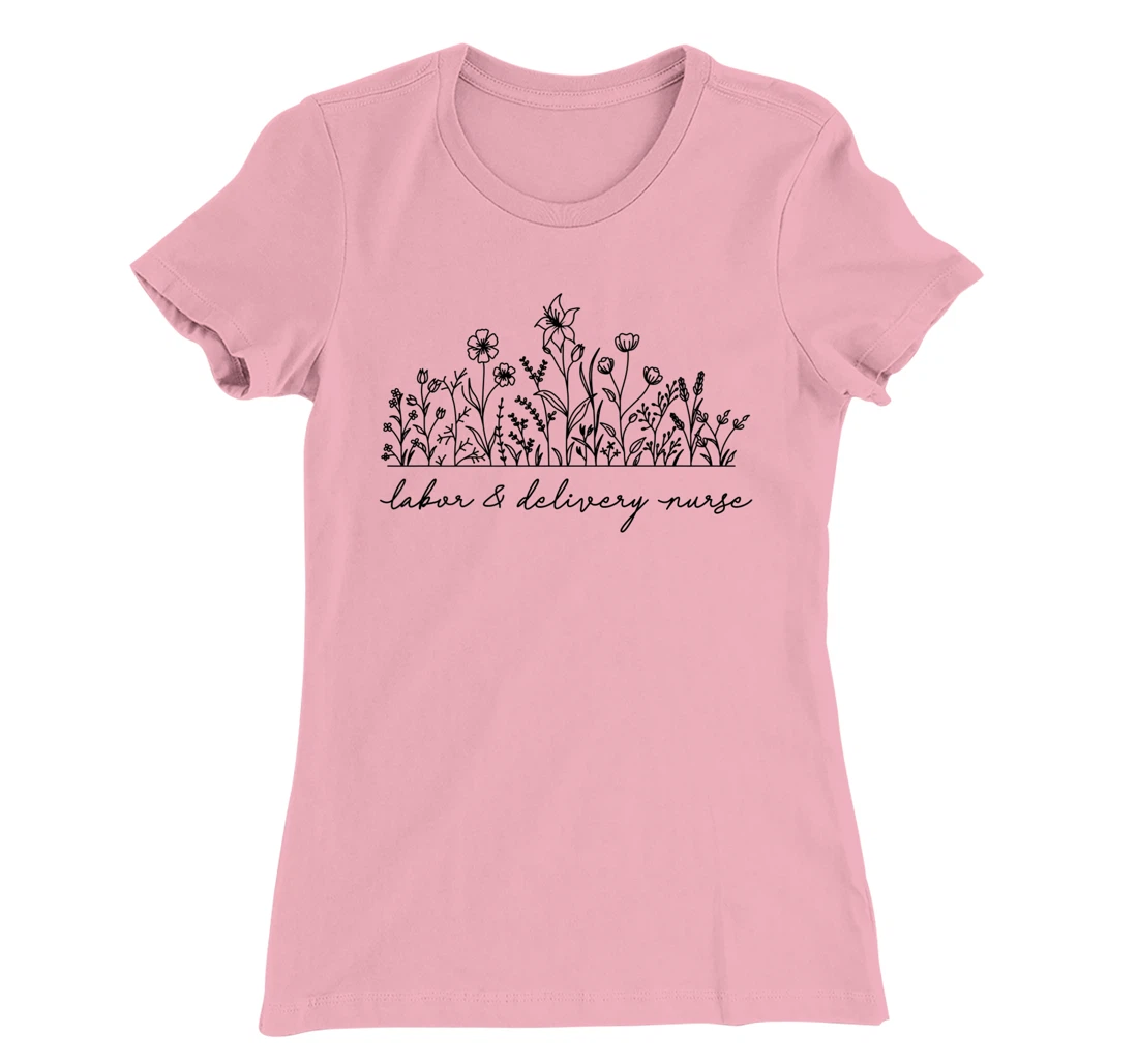Womens Floral Labor and Delivery Nurse T-Shirt, Women T-Shirt