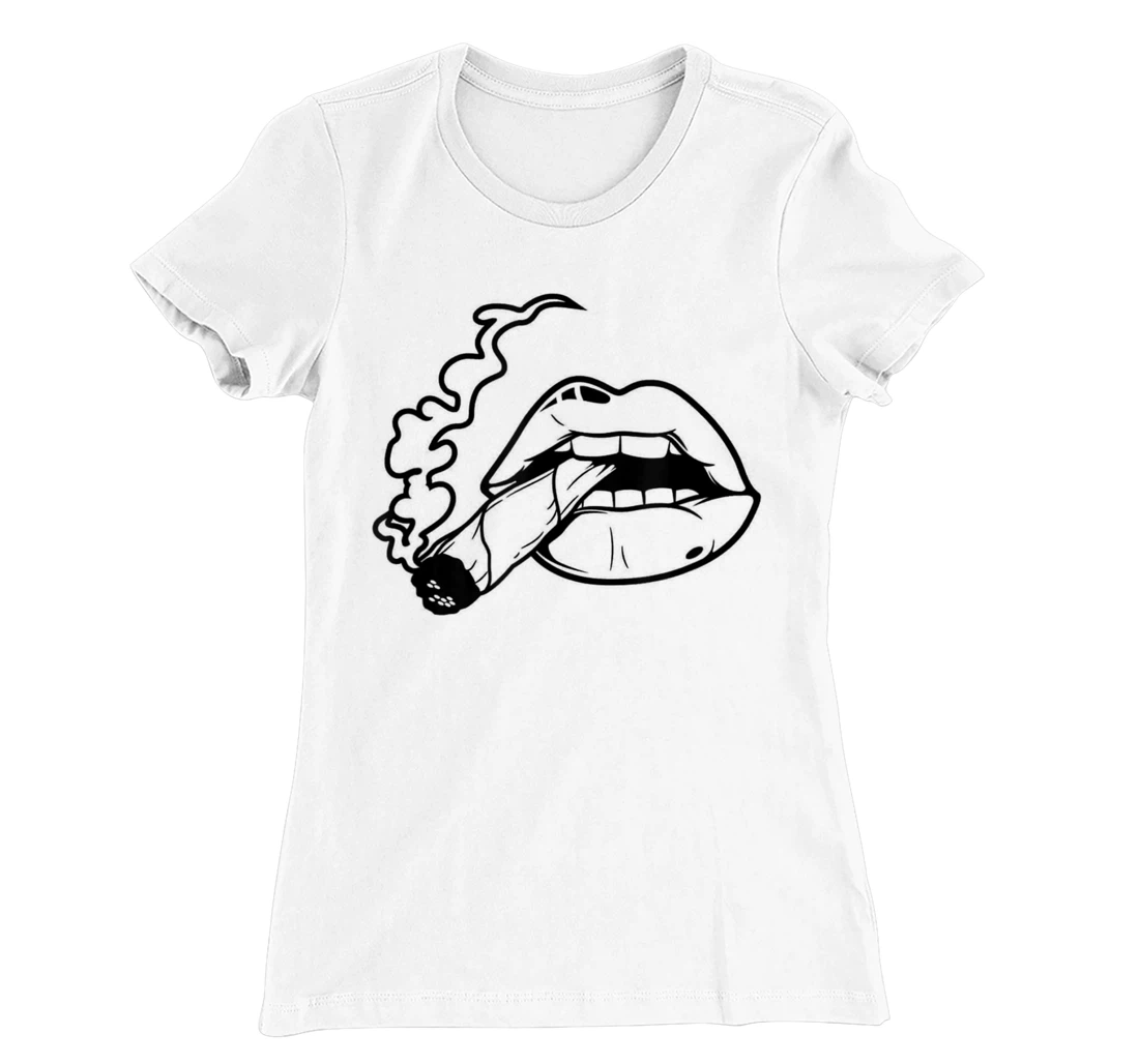 Lips T-Shirt, Women T-Shirt Cigarette T-Shirt, Women T-Shirt Kiss Shirt T-Shirt, Women T-Shirt