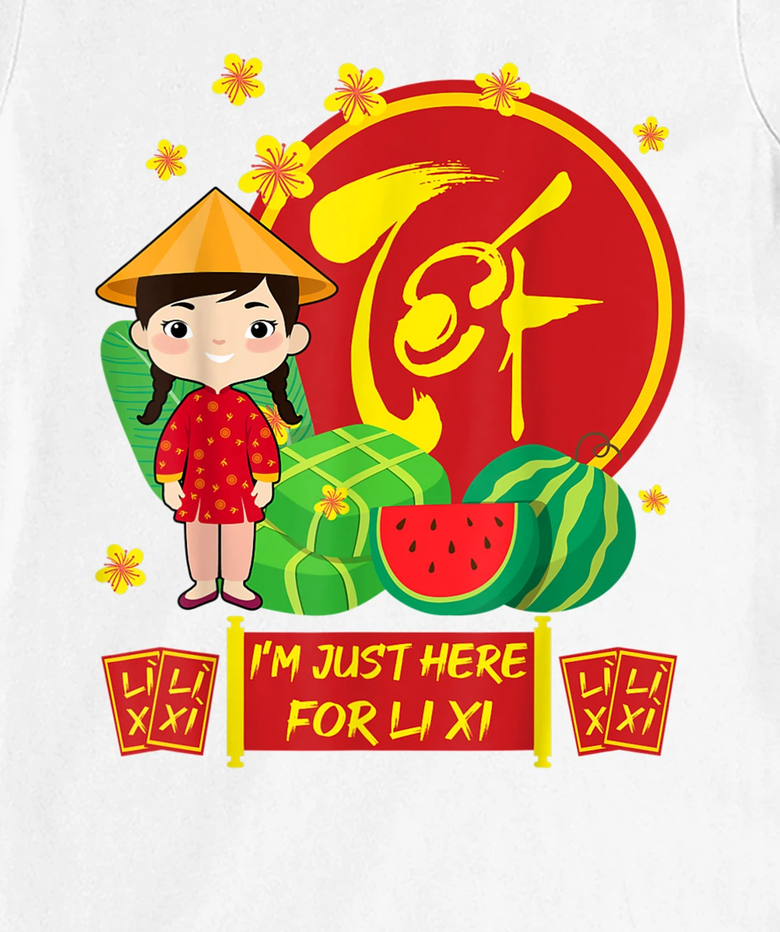 Womens Girls Vietnamese New Year 2022 | I'm Just Here For Li Xi T-Shirt, Kid T-Shirt and Women T-Shirt