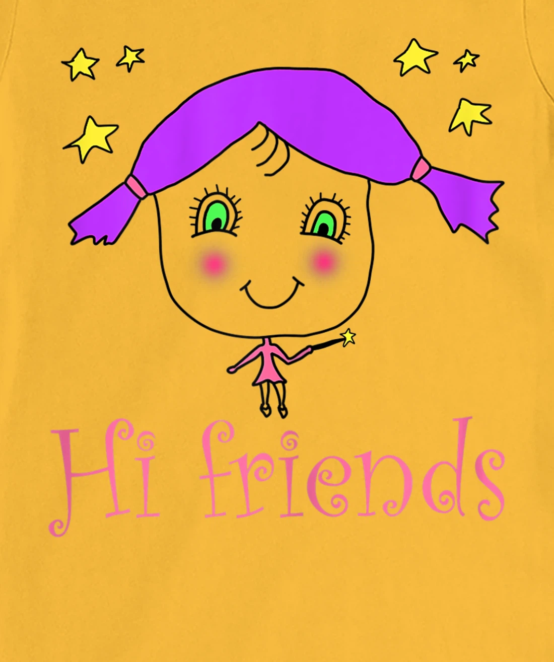 Little Girl say Hi Friends T-Shirt, Kid T-Shirt and Women T-Shirt