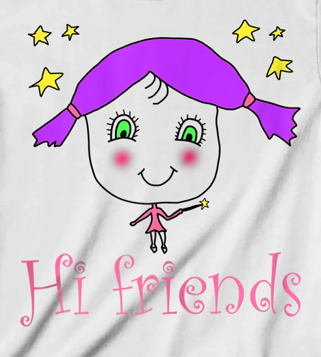 Little Girl say Hi Friends T-Shirt, Kid T-Shirt and Women T-Shirt