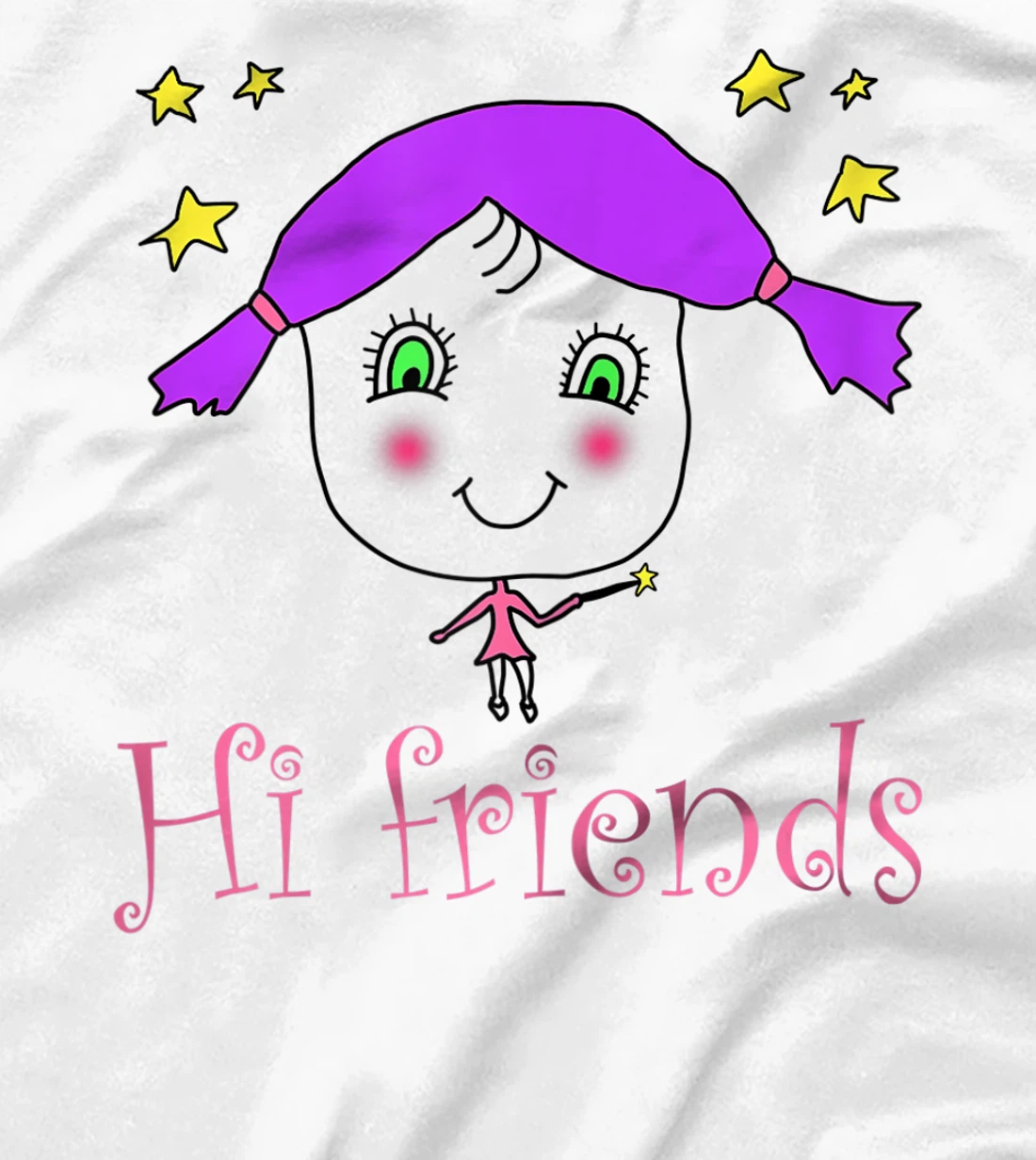 Little Girl say Hi Friends T-Shirt, Kid T-Shirt and Women T-Shirt