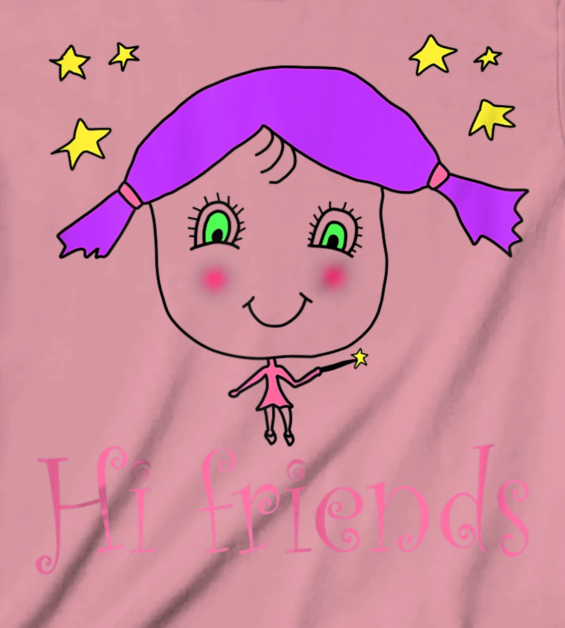 Little Girl say Hi Friends T-Shirt, Kid T-Shirt and Women T-Shirt