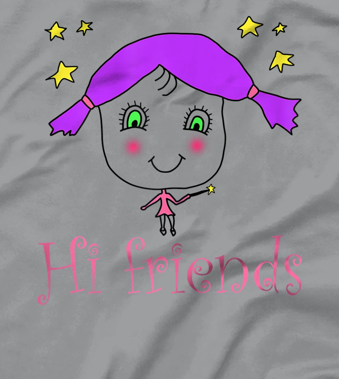 Little Girl say Hi Friends T-Shirt, Kid T-Shirt and Women T-Shirt