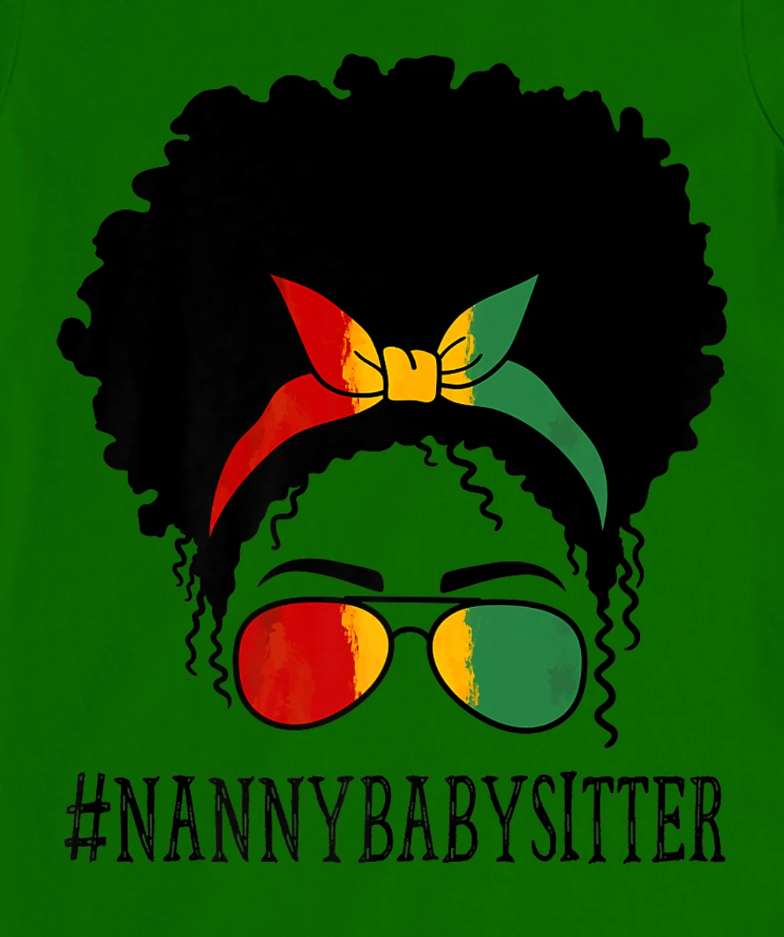 Womens Nanny Babysitter African Women Messy Bun Black History Month T-Shirt, Women T-Shirt