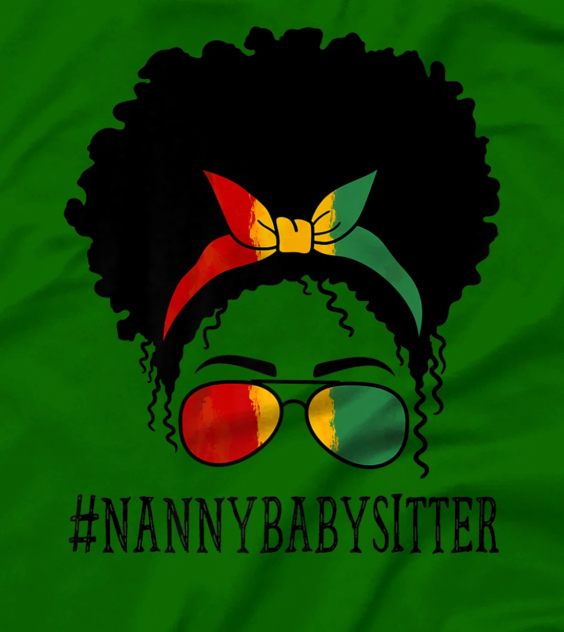 Womens Nanny Babysitter African Women Messy Bun Black History Month T-Shirt, Women T-Shirt