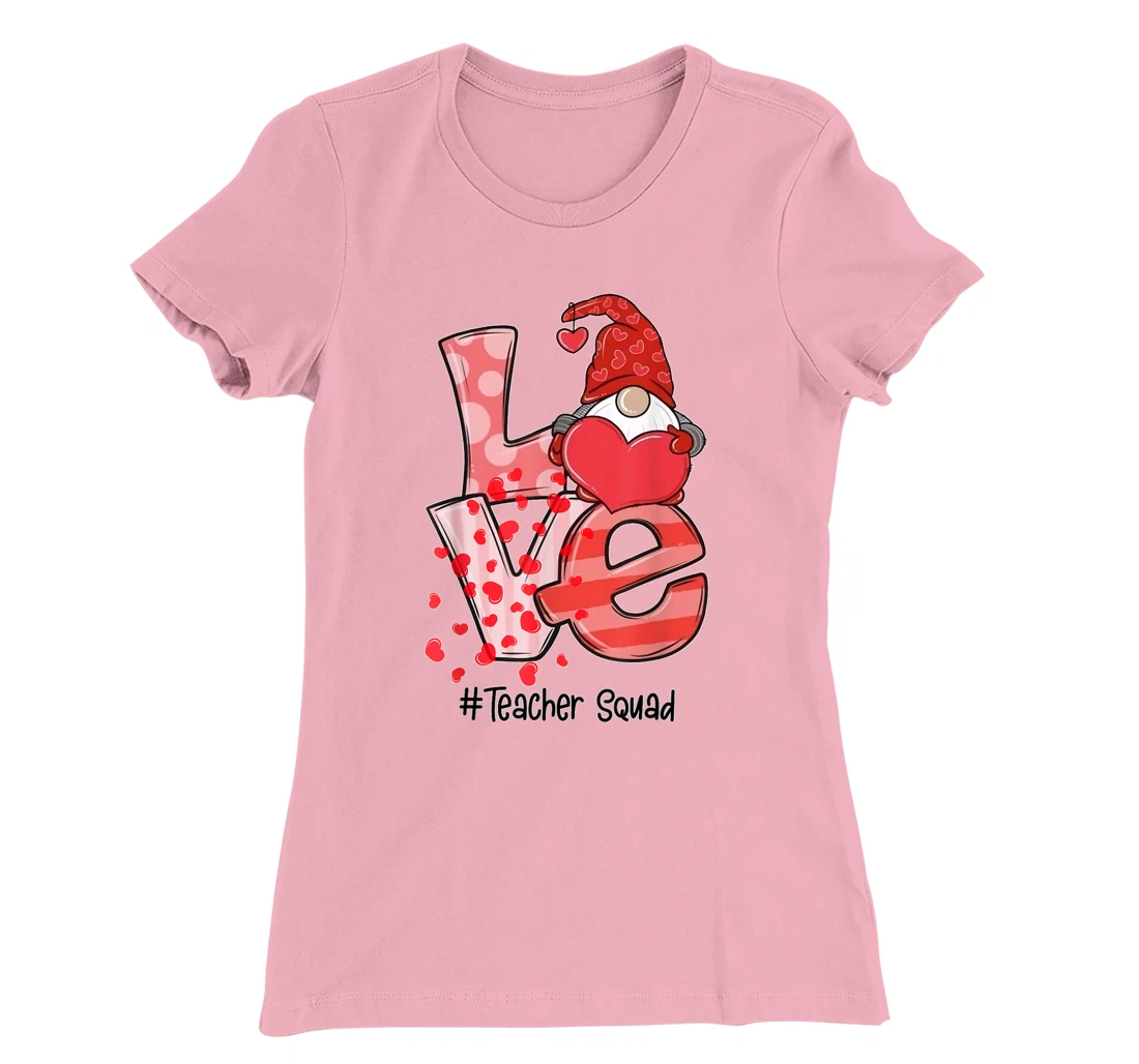 Womens Love Gnome Teacher Squad Happy Valentine Gnome Teacher 2022 T-Shirt, Kid T-Shirt and Women T-Shirt