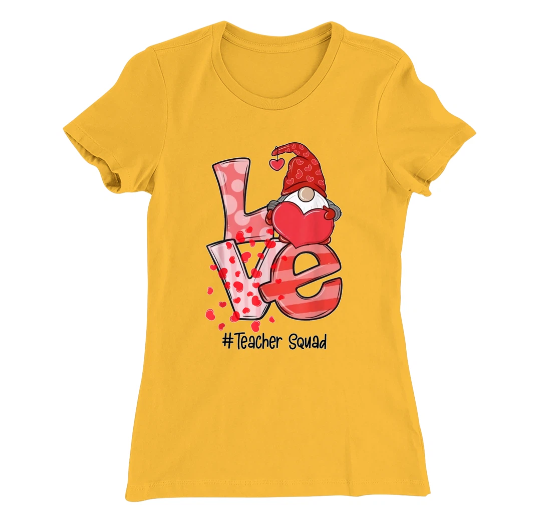 Womens Love Gnome Teacher Squad Happy Valentine Gnome Teacher 2022 T-Shirt, Kid T-Shirt and Women T-Shirt