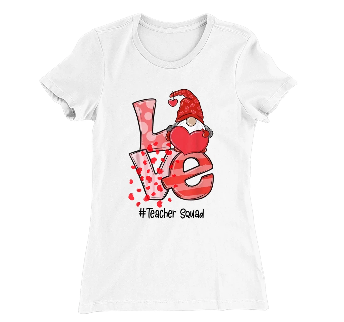 Womens Love Gnome Teacher Squad Happy Valentine Gnome Teacher 2022 T-Shirt, Kid T-Shirt and Women T-Shirt