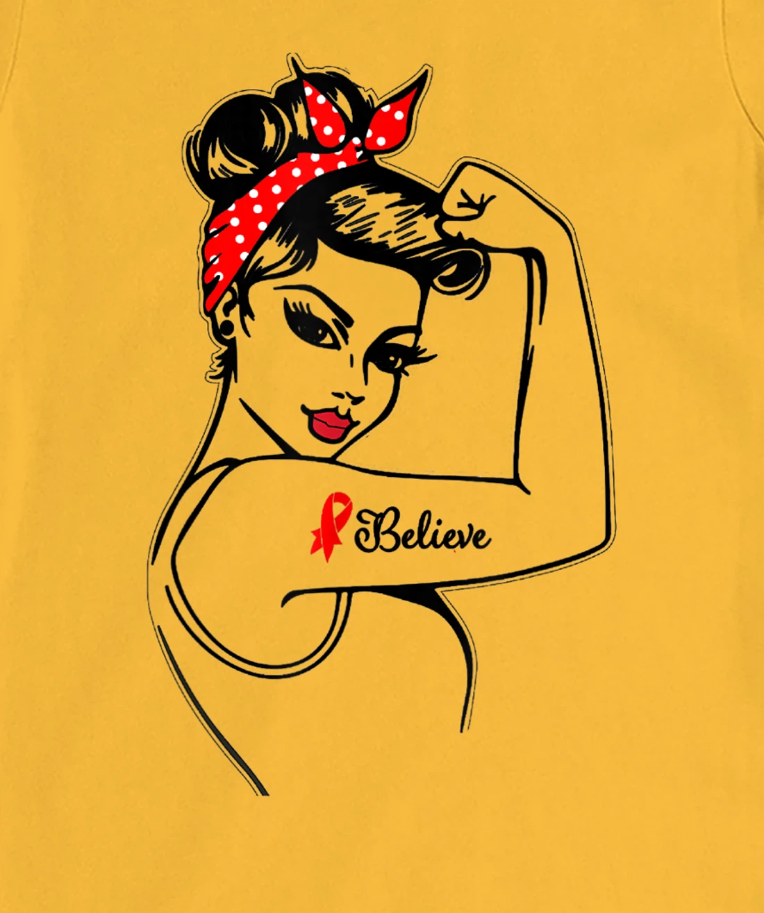 Womens Red Ribbon Believe Strong Women Support Aids/Hiv Warrior T-Shirt, Kid T-Shirt and Women T-Shirt