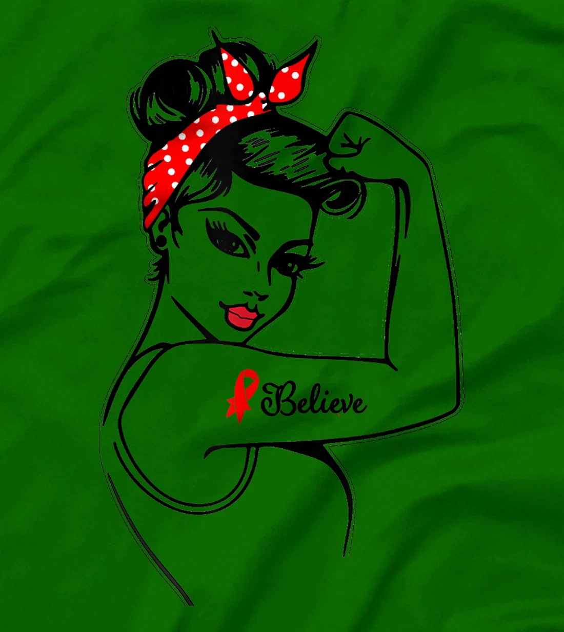Womens Red Ribbon Believe Strong Women Support Aids/Hiv Warrior T-Shirt, Kid T-Shirt and Women T-Shirt