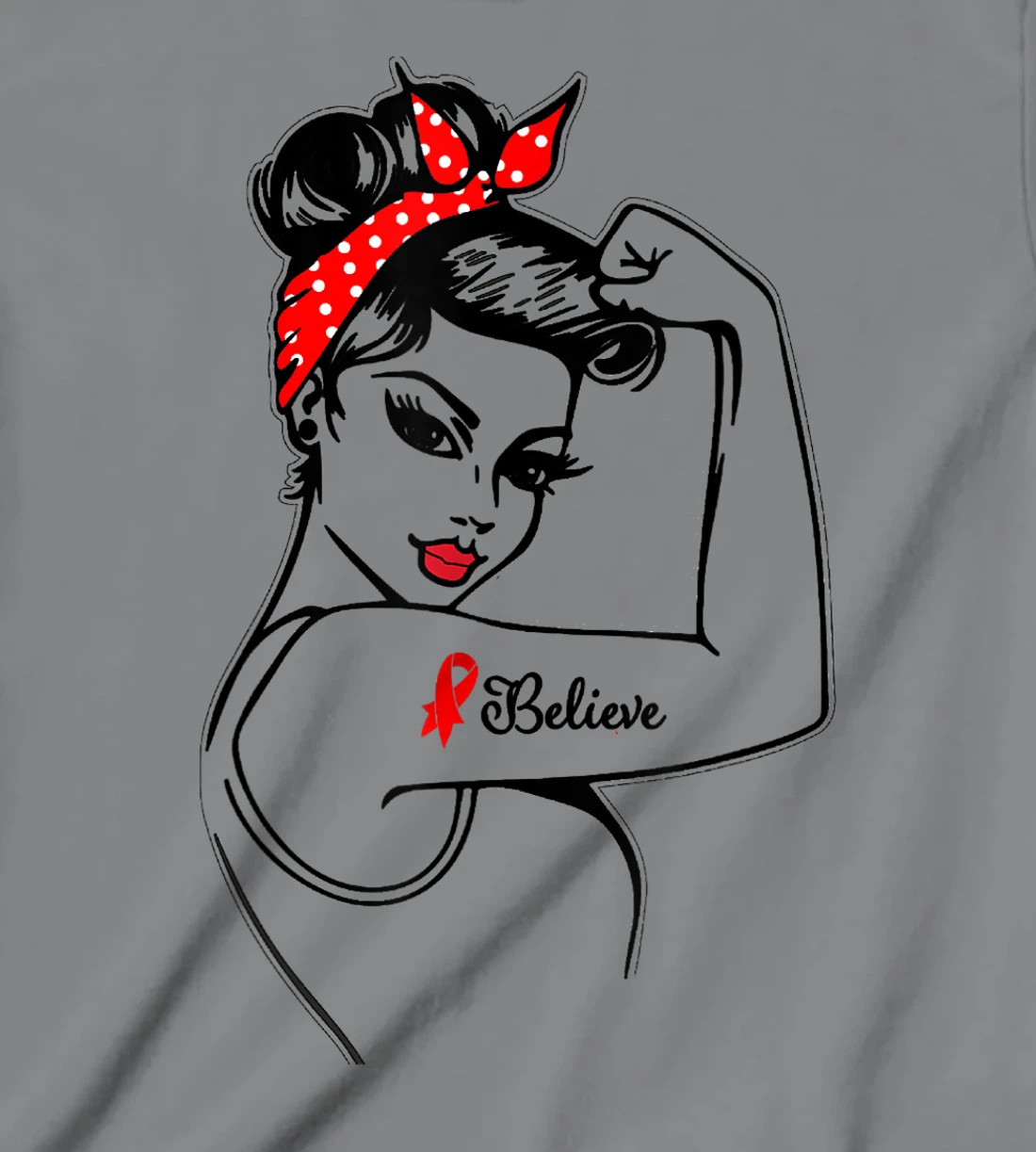 Womens Red Ribbon Believe Strong Women Support Aids/Hiv Warrior T-Shirt, Kid T-Shirt and Women T-Shirt