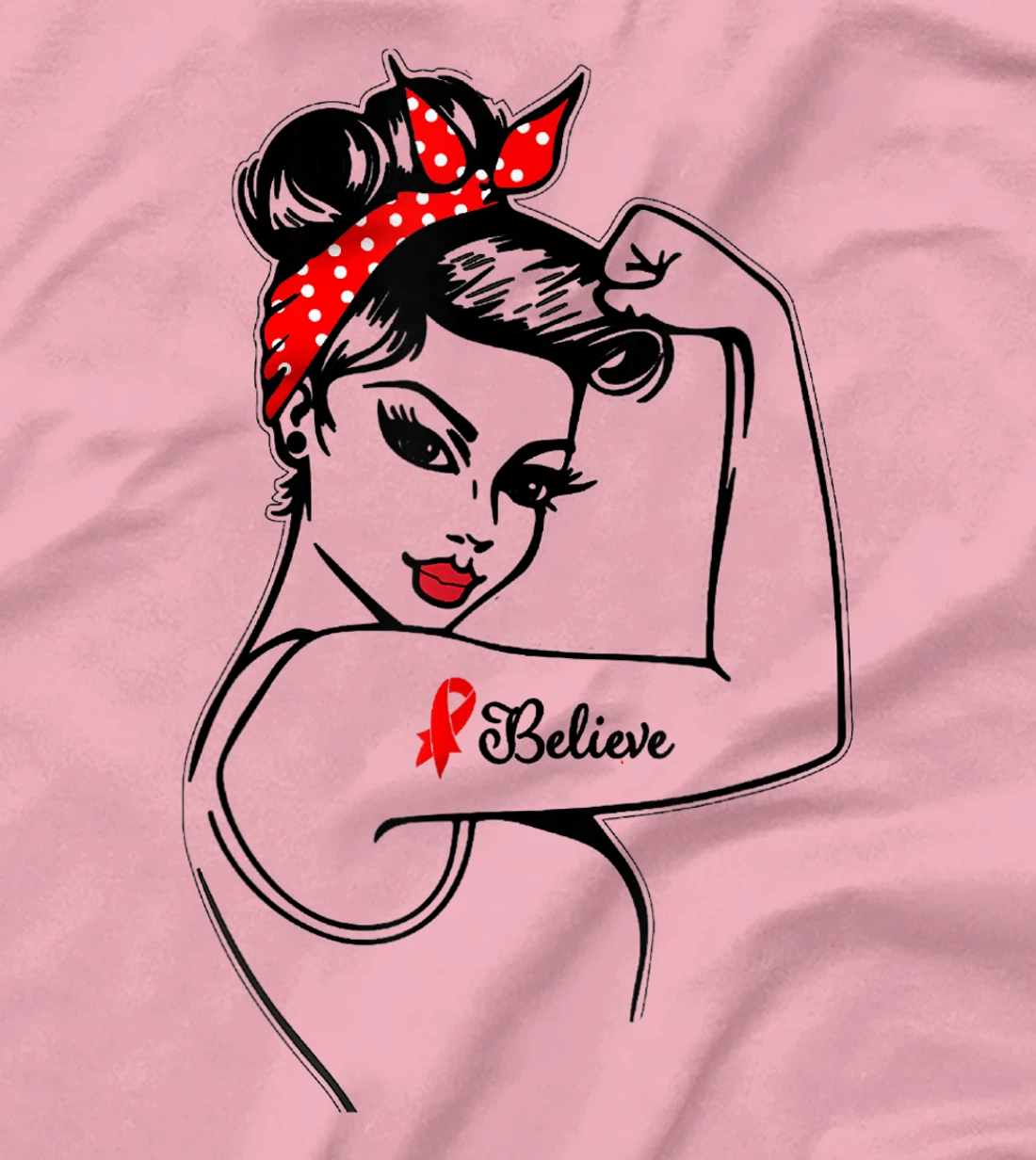 Womens Red Ribbon Believe Strong Women Support Aids/Hiv Warrior T-Shirt, Kid T-Shirt and Women T-Shirt