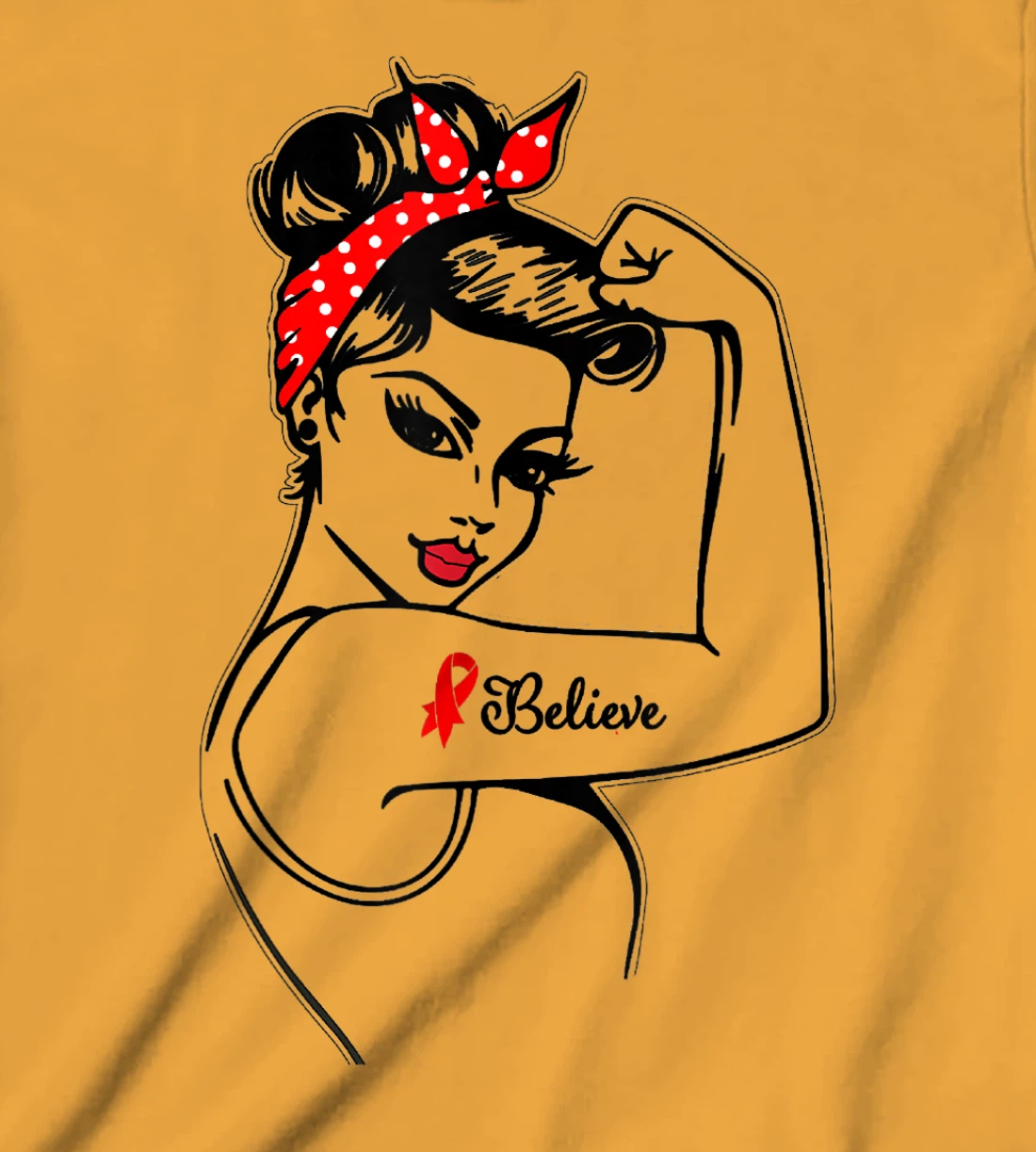 Womens Red Ribbon Believe Strong Women Support Aids/Hiv Warrior T-Shirt, Kid T-Shirt and Women T-Shirt