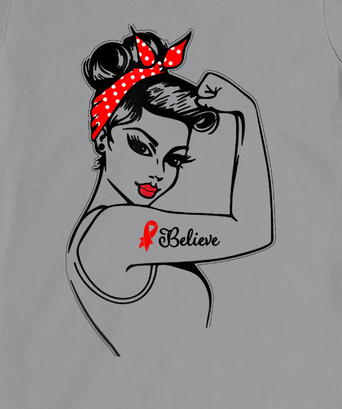 Womens Red Ribbon Believe Strong Women Support Aids/Hiv Warrior T-Shirt, Kid T-Shirt and Women T-Shirt