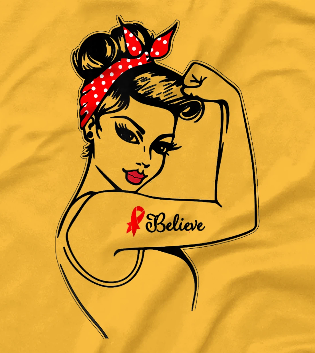 Womens Red Ribbon Believe Strong Women Support Aids/Hiv Warrior T-Shirt, Kid T-Shirt and Women T-Shirt