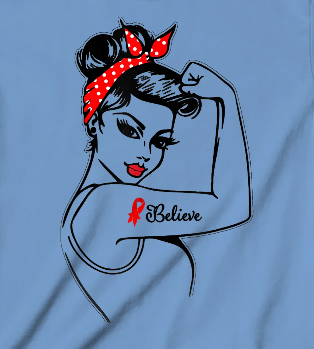 Womens Red Ribbon Believe Strong Women Support Aids/Hiv Warrior T-Shirt, Kid T-Shirt and Women T-Shirt