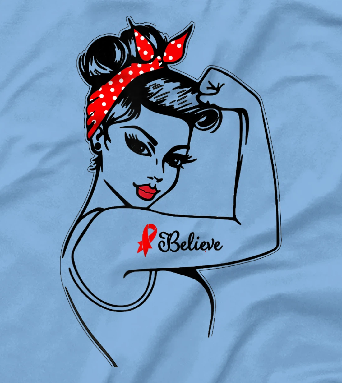 Womens Red Ribbon Believe Strong Women Support Aids/Hiv Warrior T-Shirt, Kid T-Shirt and Women T-Shirt