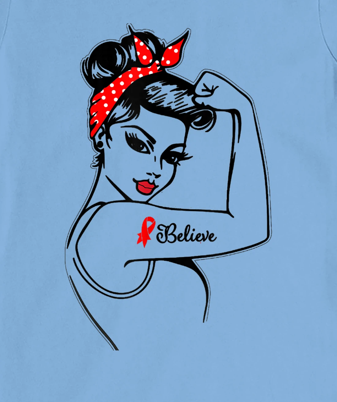 Womens Red Ribbon Believe Strong Women Support Aids/Hiv Warrior T-Shirt, Kid T-Shirt and Women T-Shirt