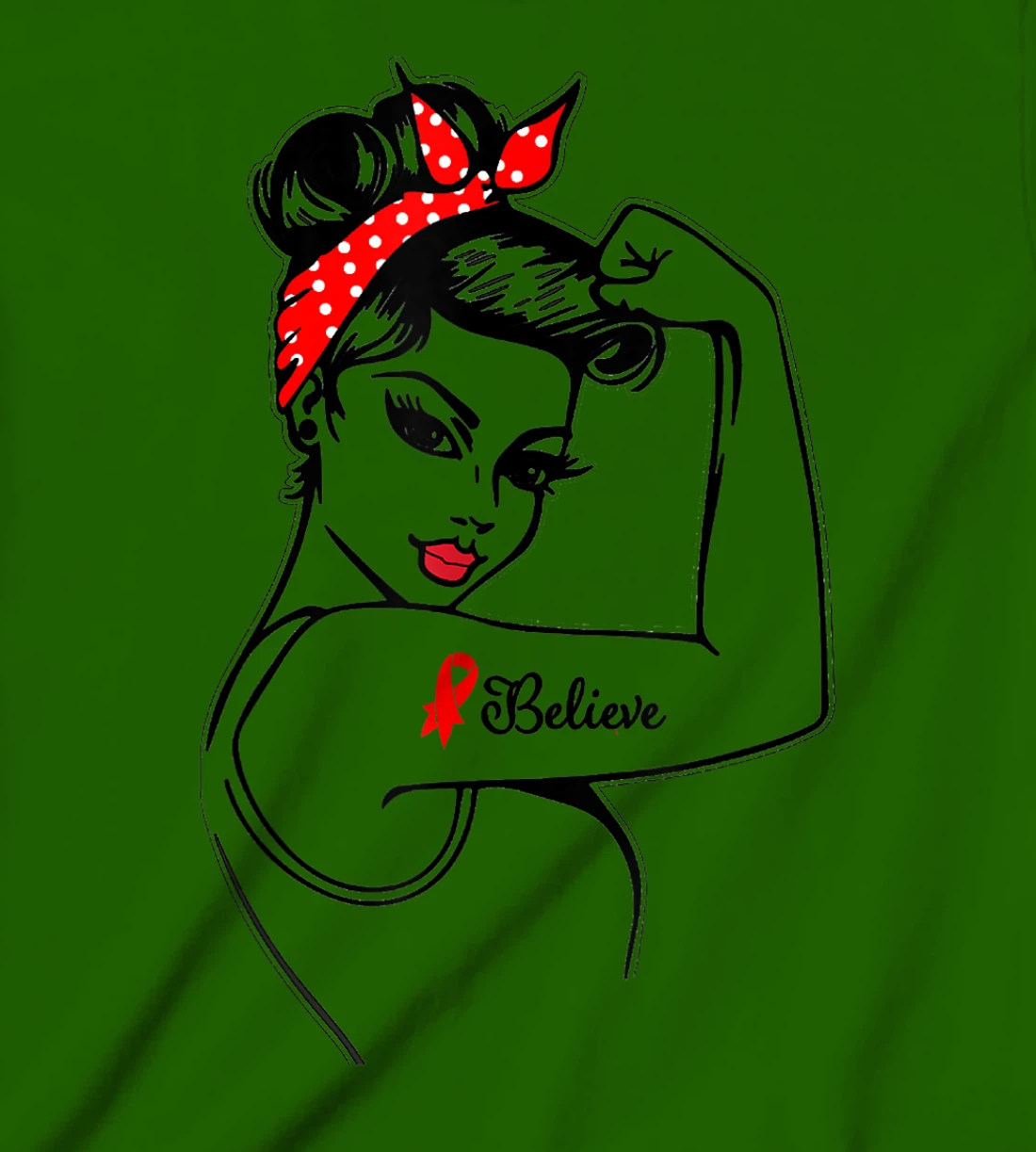 Womens Red Ribbon Believe Strong Women Support Aids/Hiv Warrior T-Shirt, Kid T-Shirt and Women T-Shirt