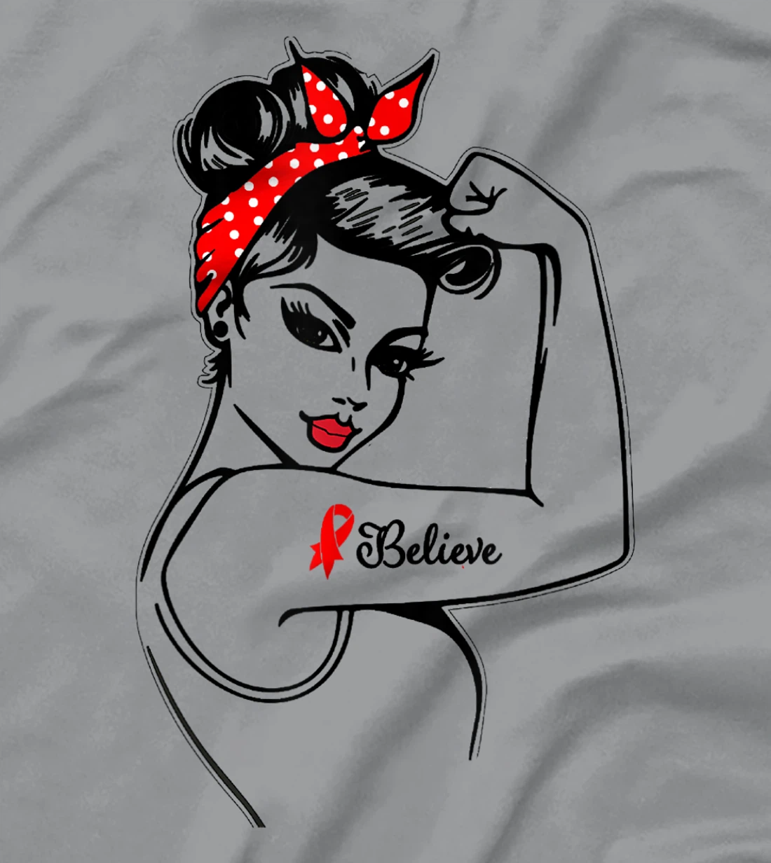 Womens Red Ribbon Believe Strong Women Support Aids/Hiv Warrior T-Shirt, Kid T-Shirt and Women T-Shirt