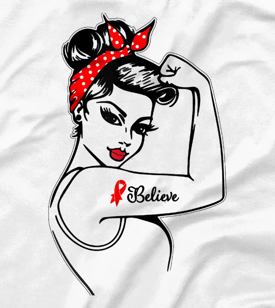 Womens Red Ribbon Believe Strong Women Support Aids/Hiv Warrior T-Shirt, Kid T-Shirt and Women T-Shirt