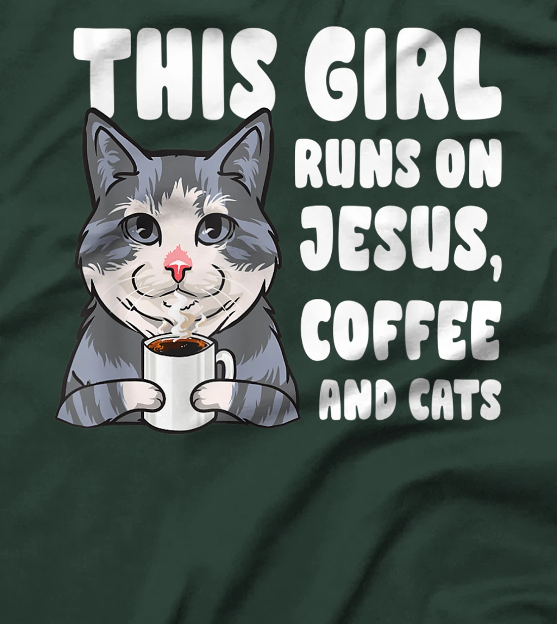 This girl runs on jesus coffee and cats gift T-Shirt, Women T-Shirt