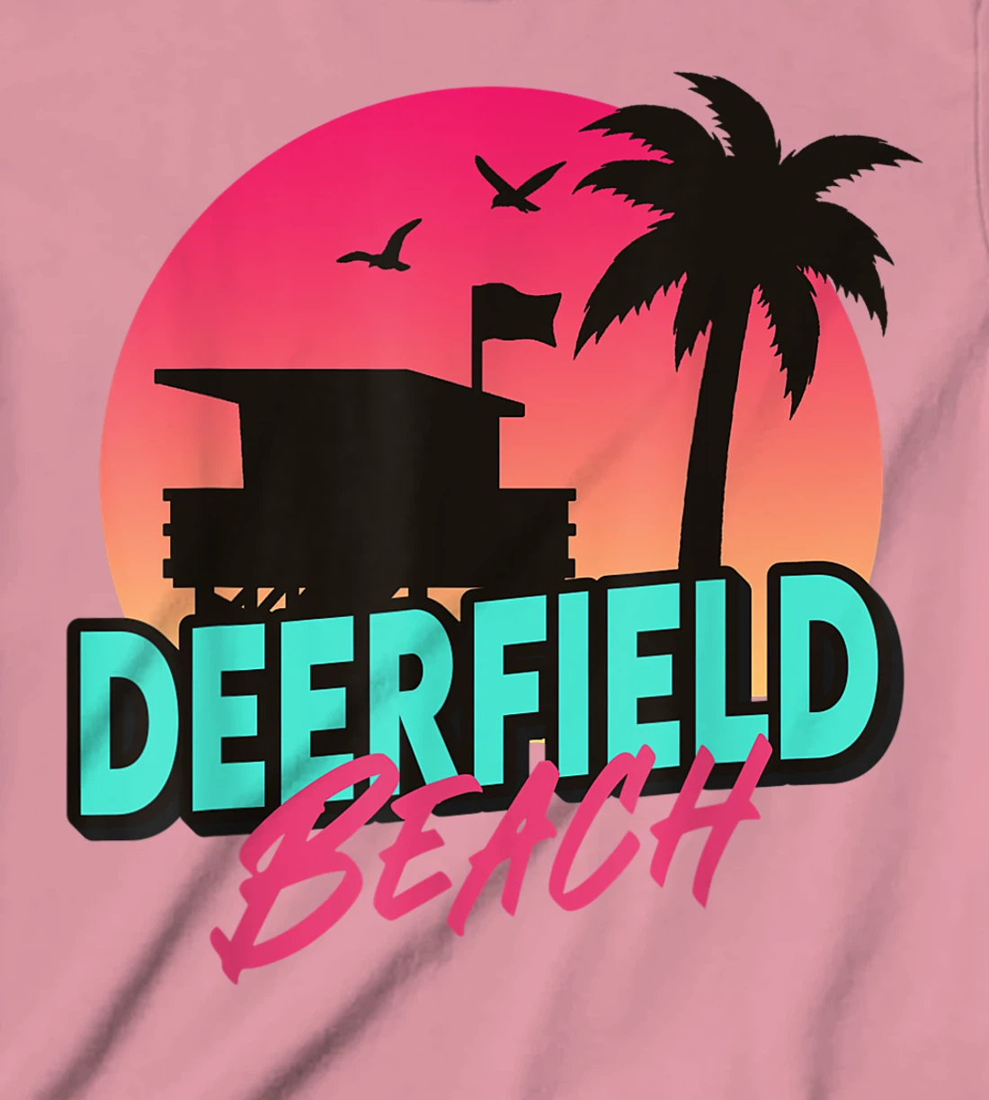 Womens Vintage Deerfield Beach Florida Palm Trees FL 80s 90s T-Shirt, Kid T-Shirt and Women T-Shirt