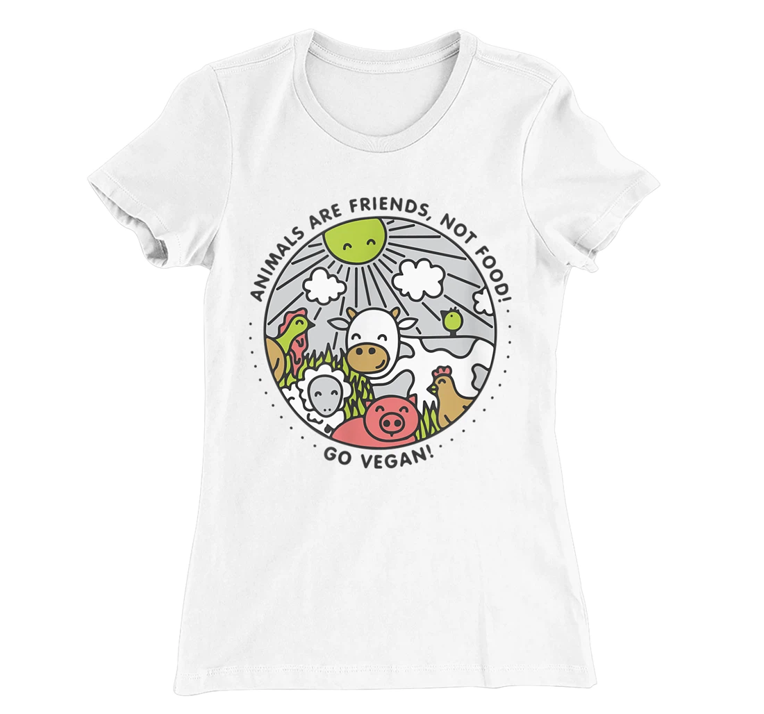 Womens ANIMALS ARE FRIENDS NOT FOOD T-Shirt, Women T-Shirt, Vegan Vegetarian Shirt T-Shirt, Women T-Shirt